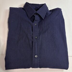 Teddy Stratford Shirt Mens 3 Navy Blue Zipper Button Up Zip Fit Medium Zip Fit